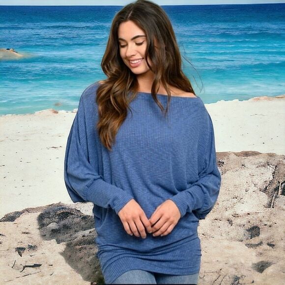 Tops - 44. Gorgeous Blue Waffle Knit Long sleeve Top
